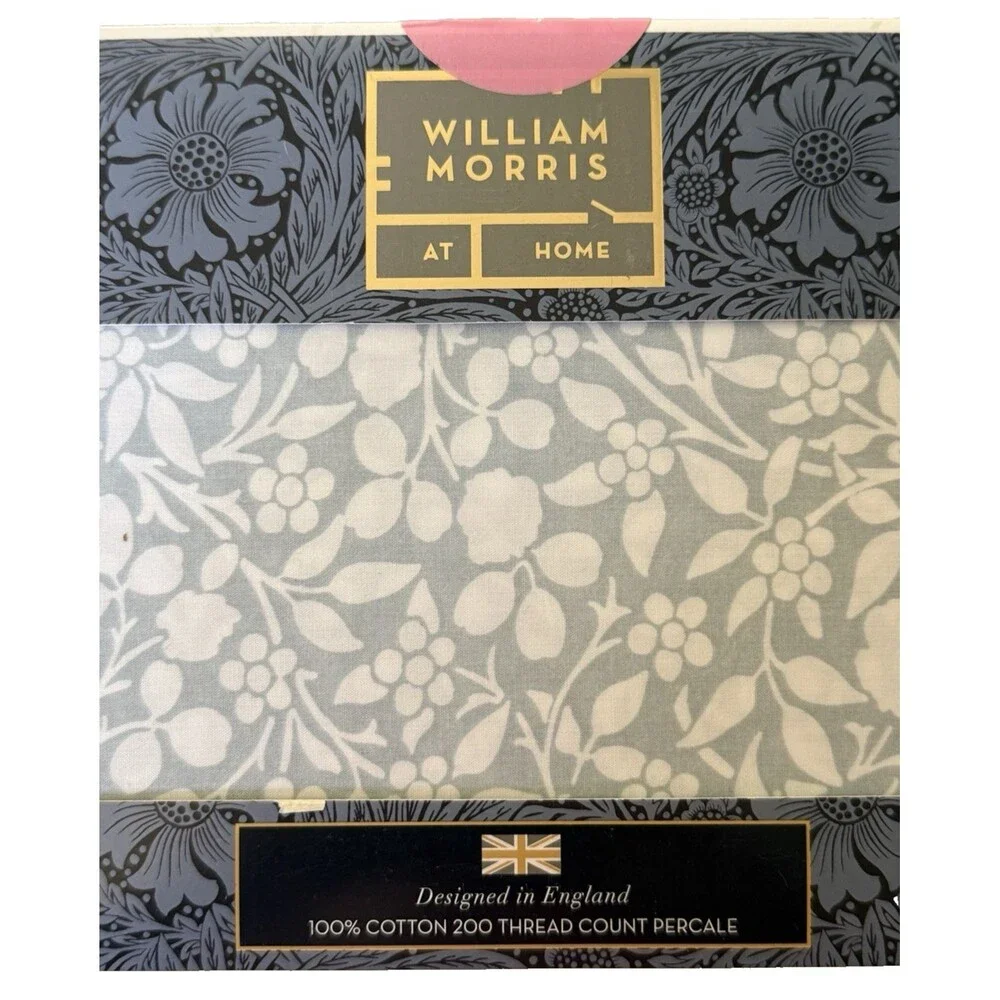 William Morris Tonal Clover King Pillowcases Soft Blue Set of 2 Percale 21x42